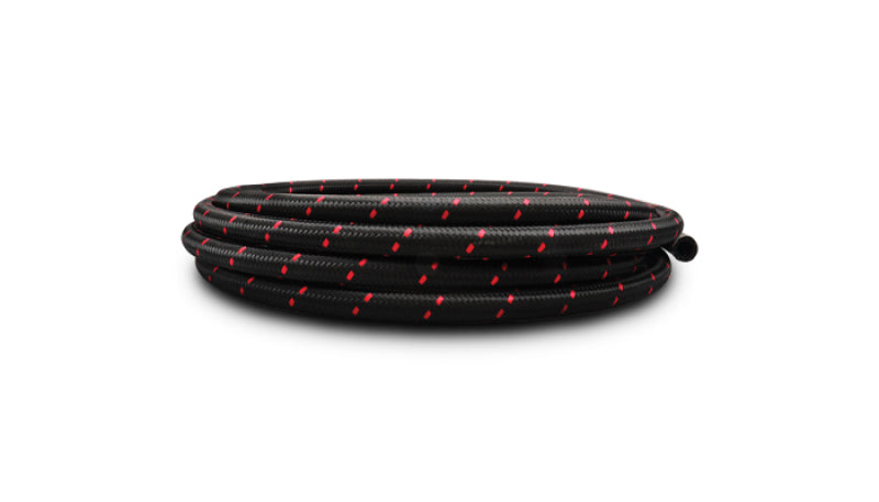 Vibrant -8 AN Two-Tone Black/Red Nylon Braided Flex Hose (10 foot roll) | 11968R