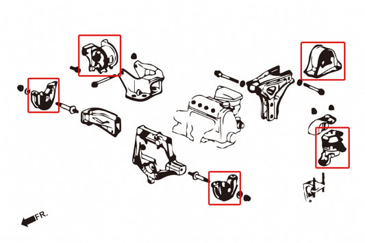 Hardened Rubber Motor Mounts - 5 pcs (MT and AT) STREET VERSION