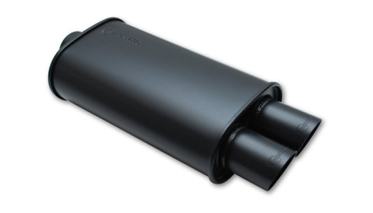 Vibrant StreetPower FLAT BLACK Oval Muffler with Dual 3in Outlet - 3in inlet I.D. | 1149