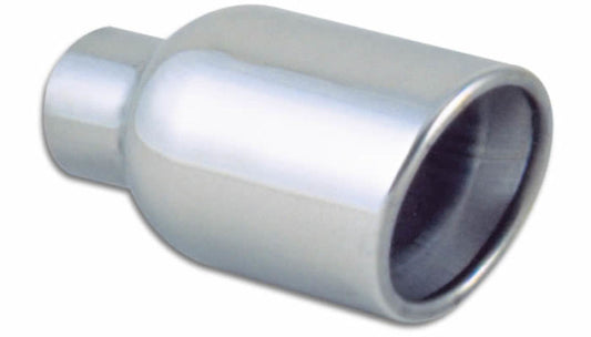 Vibrant 4in Round SS Exhaust Tip (Double Wall Resonated Angle Cut Rolled Edge) | 1303
