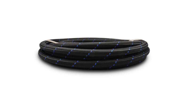 Vibrant -8 AN Two-Tone Black/Blue Nylon Braided Flex Hose (10 foot roll) | 11968B