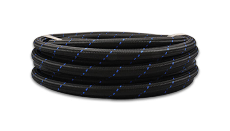 Vibrant -8 AN Two-Tone Black/Blue Nylon Braided Flex Hose (2 foot roll) | 11958B