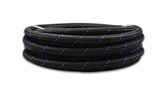 Vibrant -8 AN Two-Tone Black/Blue Nylon Braided Flex Hose (2 foot roll) | 11958B