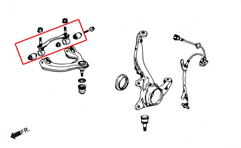 Hardened Rubber Front Upper Control Arm Repair Kit - 6 pcs/set