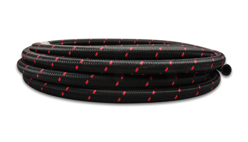 Vibrant -12 AN Two-Tone Black/Red Nylon Braided Flex Hose (2 foot roll) | 11962R