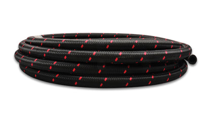 Vibrant -12 AN Two-Tone Black/Red Nylon Braided Flex Hose (2 foot roll) | 11962R