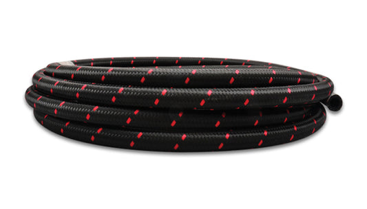 Vibrant -8 AN Two-Tone Black/Red Nylon Braided Flex Hose (10 foot roll) | 11968R
