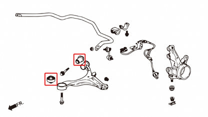 Hardened Rubber Front Lower Arm Complete Bushing Set - 4 pcs/set