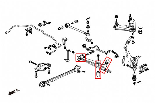 Hardened Rubber Rear Lower Arm Bushings - 6 pcs/set