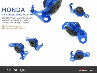 Hardened Rubber Front Compliance Bushing - 2 pcs/set (OFFSET FOR INCREASED CASTER)